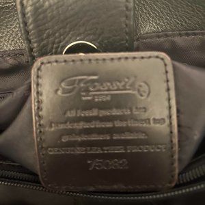 Vintage Fossil Ecru Pebbled Leather Handbag with Key, Style # 75082